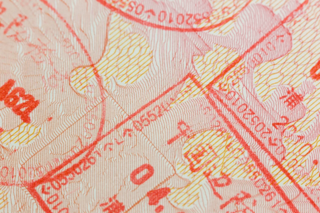 A close up of the japanese passport stamp.