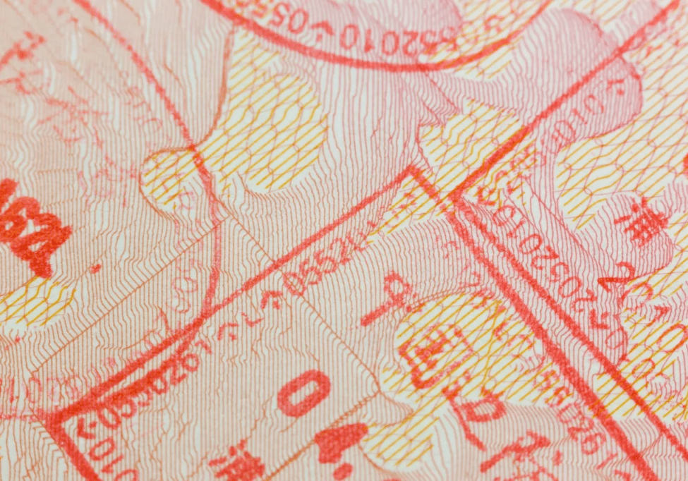 A close up of the japanese passport stamp.